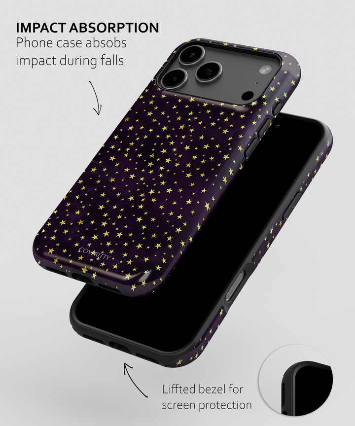 Phone case with star pattern on a gray background