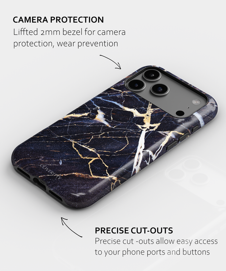 Sleek Midnight Marble case – elegant iPhone protection with marble design.