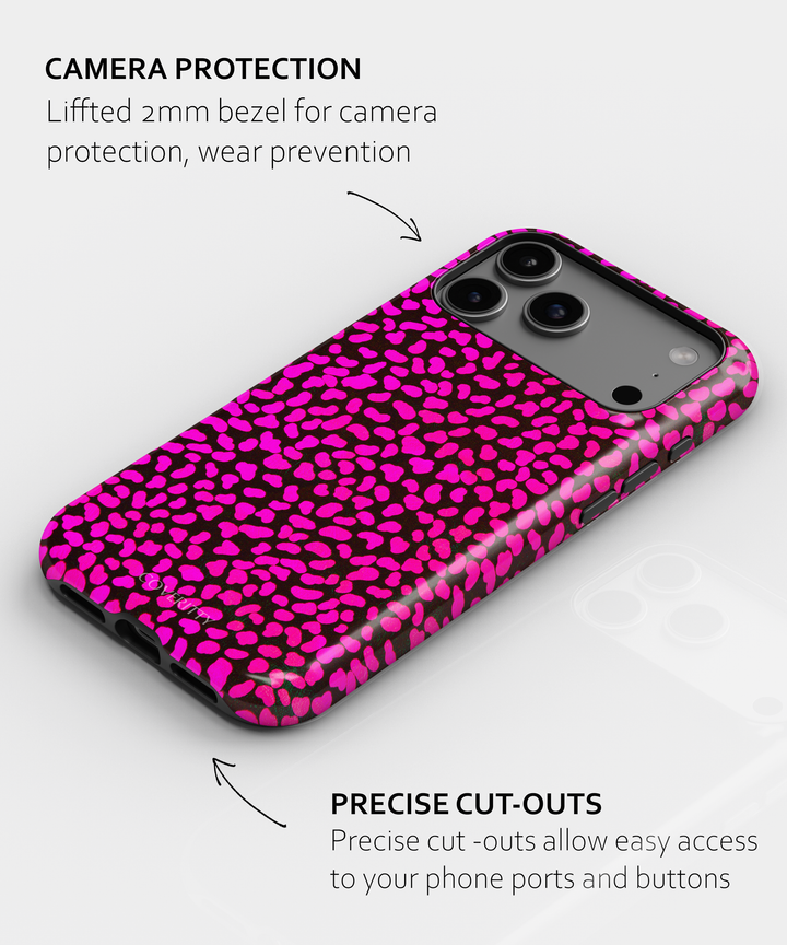 Phone case with pink pattern on a white background