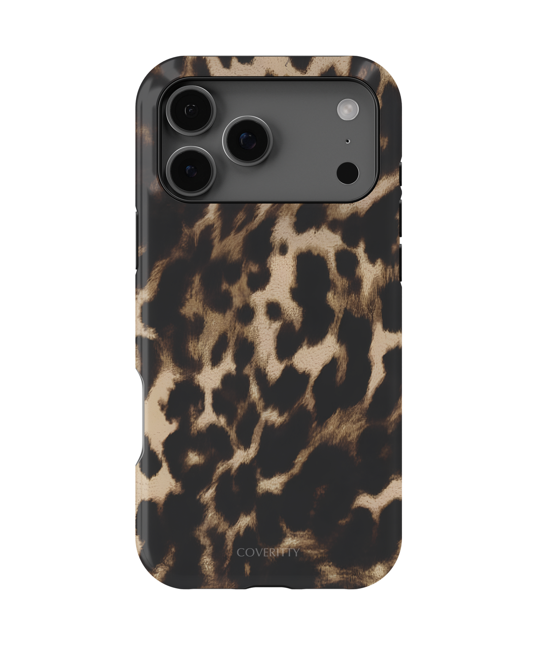 Phone case with leopard print design on a white background