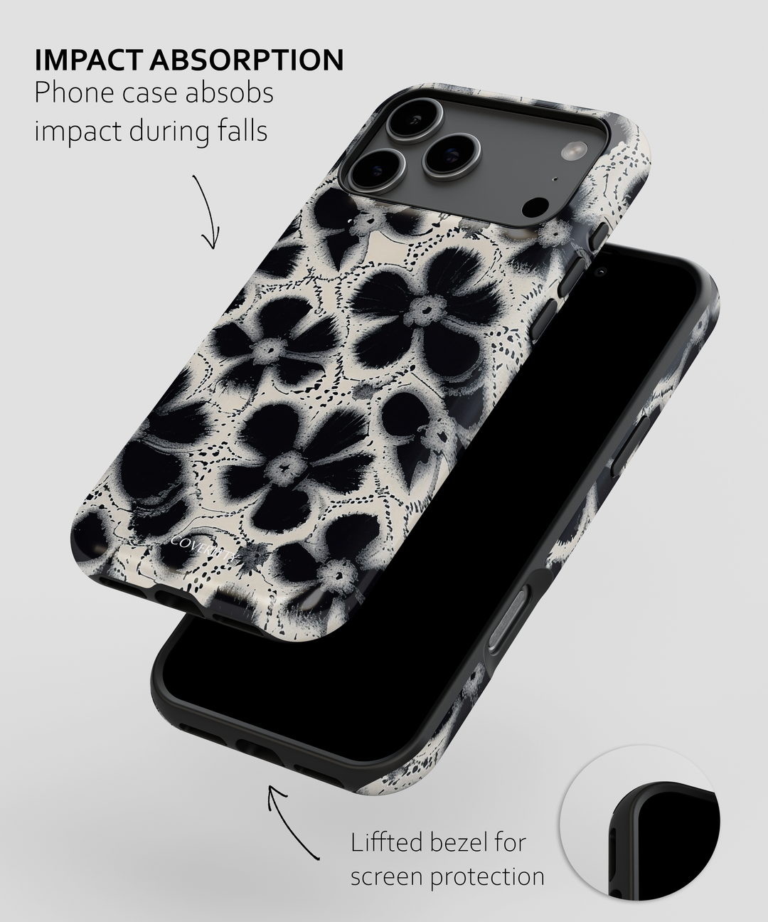 Modern minimalist black and white flower phone cover for iPhone