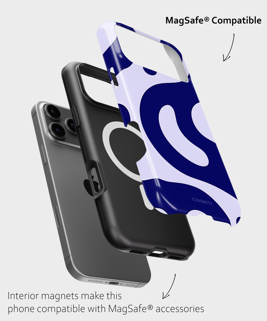 Phone case with MagSafe compatibility feature on a white background