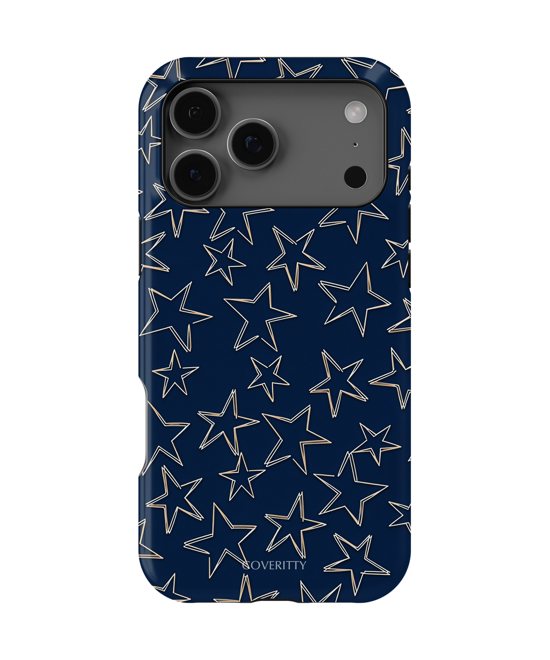 Phone case with star pattern on a blue background