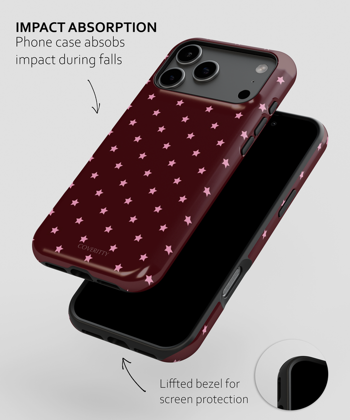 Phone case with star pattern on a gray background